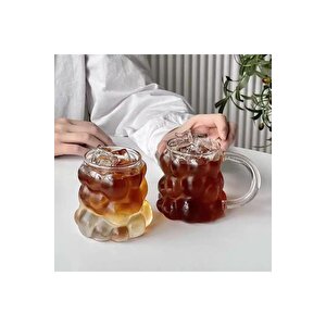 Yeni Nesil 350 Ml Üzüm Tasarımlı Borosilikat Cam Nescafe, Latte, Meşrubat Kupa Bardağı 4 Adet - 2430