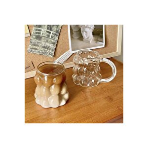 Yeni Nesil 350 Ml Üzüm Tasarımlı Borosilikat Cam Nescafe, Latte, Meşrubat Kupa Bardağı 4 Adet - 2430