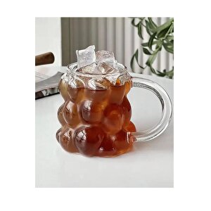 Yeni Nesil 350 Ml Üzüm Tasarımlı Borosilikat Cam Nescafe, Latte, Meşrubat Kupa Bardağı 4 Adet - 2430