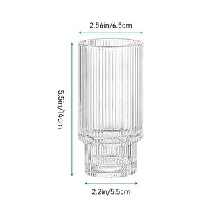 Çizgili Tasarım Cam Bardak Meşrubat, Neskafe, Kokteyl, Su Bardağı 400 Ml Çeyiz Listesi - 6 Adet 2812