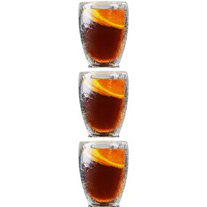 Çift Cidarlı Buzlu Kahve,latte,çay Bardağı Seti -300 Ml Cam Kupa Seti 3 Adet 2221