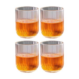 Çizgili Su,meşrubat,latte,nescafe, Smoothie Cam Bardak 4 Adet 260 Ml-2013