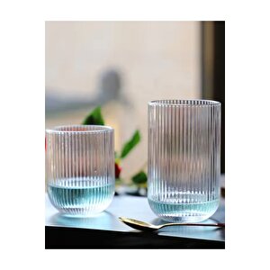 Çizgili Su,meşrubat,latte,nescafe, Smoothie Cam Bardak 4 Adet 260 Ml-2013