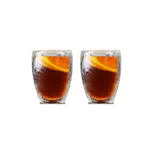 Çift Cidarlı Buzlu Kahve,latte,çay Bardağı Seti -300 Ml Cam Kupa Seti 2 Adet 2221