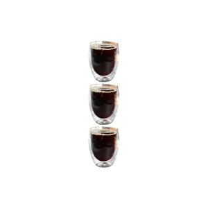 Çift Cidarlı Çizgili Cam,kahve,latte,ekspresso,meşrubat 300 Ml Bardak Seti 3 Adet 2322