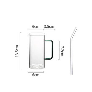 Yeni Nesil Kare Cam Füme Kulplu Latte,meşrubat,nescafe,süt,su Bardağı 350 Ml 4 Adet