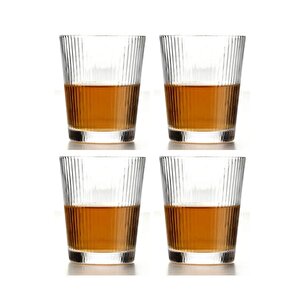 Yeni Tasarım Cam Çizgili Meşrubat, Latte, Su, Nescafe Bardağı 300 Ml - 4 Adet - 2440