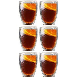 Çift Cidarlı Buzlu Kahve,latte,çay Bardağı Seti -300 Ml Cam Kupa Seti 6 Adet 2221