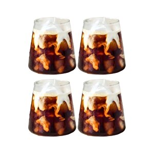 Piramit Cam Su, Kahve, Latte, Meşrubat Bardağı, Tatlı Sunum Kasesi 300 Ml 4 Adet - 2838
