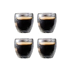 Çift Cidarlı Buzlu Kahve,latte,çay Bardağı Seti -250 Ml Cam Kupa Seti 4 Adet 2220