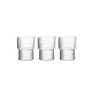 Çizgili Tasarım Isıya Dayanıklı Su Bardağı Kahve, Sunum, Meşrubat Bardağı 300 Ml - 3 Adet - 2232