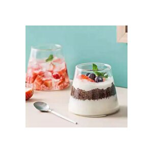 Piramit Cam Su, Kahve, Latte, Meşrubat Bardağı, Tatlı Sunum Kasesi 300 Ml 3 Adet - 2838