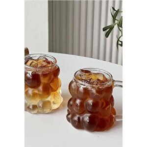 350 Ml Üzüm Bubble Cam Bardak Nescafe, Latte, Meşrubat Kupa Bardağı Çeyiz Listesi 6 Adet - 2430