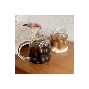 350 Ml Üzüm Bubble Cam Bardak Nescafe, Latte, Meşrubat Kupa Bardağı Çeyiz Listesi 6 Adet - 2430