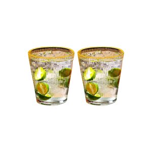 Yeni Tasarım Cam Çizgili Meşrubat, Latte, Su, Nescafe Bardağı 300 Ml - 2 Adet - 2440