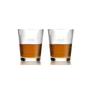 Yeni Tasarım Cam Çizgili Meşrubat, Latte, Su, Nescafe Bardağı 300 Ml - 2 Adet - 2440