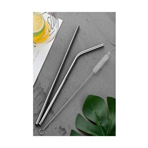 Paslanmaz Çelik Pipet Seti 4 Adet Çelik Pipet ( 4 Adet Çelik Pipet 2 Pipet Temizleme Fırçası)