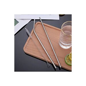 Paslanmaz Çelik Pipet Seti 4 Adet Çelik Pipet ( 4 Adet Çelik Pipet 2 Pipet Temizleme Fırçası)