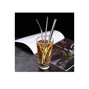 Paslanmaz Çelik Pipet Seti 4 Adet Çelik Pipet ( 4 Adet Çelik Pipet 2 Pipet Temizleme Fırçası)