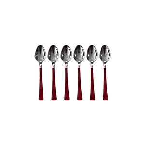 Parlak Gümüş Kırmızı Pasta Tatlı Kaşık-çatal-çay Kaşığı Seti, 18 Adet Gümüş