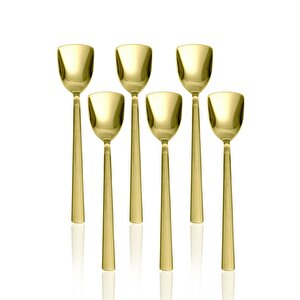 Lüks Gold Renk Paslanmaz Çelik, Kutulu, 6'lı Dondurma Kaşığı Ve Tatlı Kaşığı