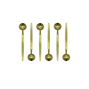 Gold Yuvarlak Tatlı Kaşık Seti 6 Adet, 18/10 Paslanmaz Çelik 6 Kişilik Tatlı Kaşığı Seti 18cm