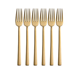 Mat Gold Yemek Çatal Seti 6 Adet Set, Paslanmaz Çelik Yemek Çatalı Seti
