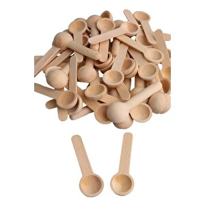6 Lı Ahşap Mini Ölcek Kaşığı - Yuvarlak Baharat Kaşığı 7 Cm
