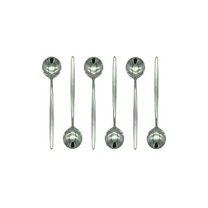 Gümüş Yuvarlak Çay Ve Kahve Kaşığı Seti, Paslanmaz Çelik, 6 Adet, 13 Cm