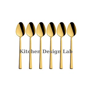 Gold Parlak Çay Kaşık Seti 6 Adet, Kutulu, 18/10 Paslanmaz Çelik 6 Kişilik Çay Kaşığı Seti