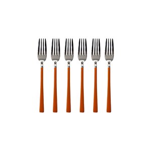 Parlak Gümüş Turuncu Tatlı Çatal Ve Kaşık Seti - 12 Adet Kahvaltı Pasta Tatlı Çatal Kaşık Seti