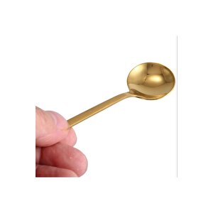 Lüks Mat Gold Kahve 6'lı Çay Kaşığı Seti, Kutulu