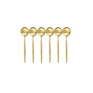 Lüks Mat Gold Kahve 6'lı Çay Kaşığı Seti, Kutulu