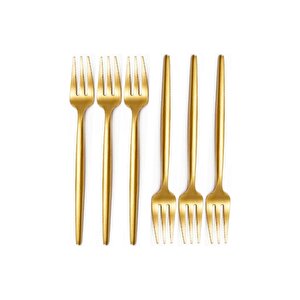 Gold Limon Ve Fondü Çatalı, Gold 6'lı  Çatal Takımı 13 Cm