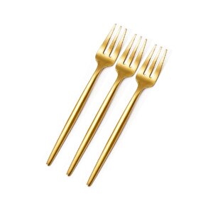 Gold Limon Ve Fondü Çatalı, Gold 6'lı  Çatal Takımı 13 Cm