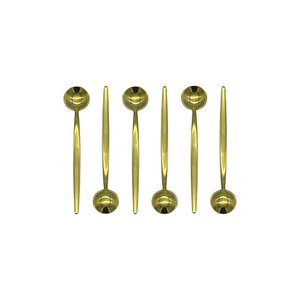 Gold Yuvarlak Çay Kaşık Seti 6 Adet, Kutulu, 18/10 Paslanmaz Çelik 6 Kişilik Çay Kaşığı Seti 13 Cm