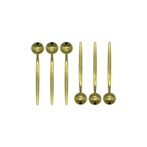 Gold Yuvarlak Çay Kaşık Seti 6 Adet, Kutulu, 18/10 Paslanmaz Çelik 6 Kişilik Çay Kaşığı Seti 13 Cm