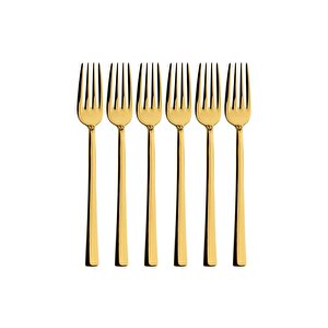 Gold 18 Adet Tatlı Çatal Kaşık Bıçak Seti - Kahvaltı Pasta Çatal Kaşık Bıçak Seti
