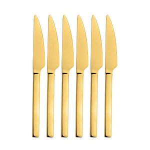 Gold 18 Adet Tatlı Çatal Kaşık Bıçak Seti - Kahvaltı Pasta Çatal Kaşık Bıçak Seti