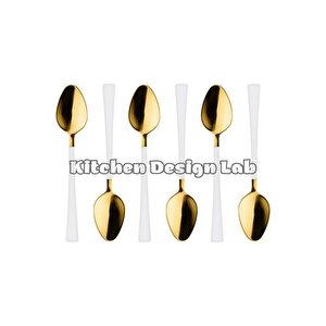 Parlak Gold Beyaz Çay Ve Kahve Kaşığı 6 Adet, Kutulu,18/10 Paslanmaz Çelik 6 Kişilik Çay Kaşığı Seti