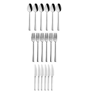 Parlak Gümüş Pasta Tatlı Kaşık-çatal-bıçak Seti, Paslanmaz Çelik Kaşık-çatal-bıçak Seti 18 Adet