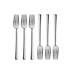 Lüks 6 Parça Gümüş Renk Yemek Çatalı Takımı
