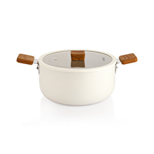 Ceramoni Seramik Derin Tencere 24 Cm-krem