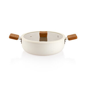 Ceramoni Seramik Basık Tencere 24 Cm-krem