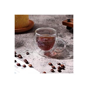 Bambu Tabaklı Çift Cidarlı Türk Kahvesi Fincanı 6 Adet