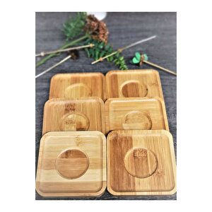 6 Adet Bambu Çay Tabağı Altlığı Kare - Fincan Altlığı