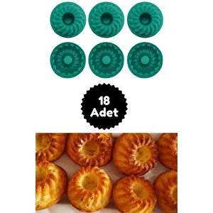 Yeşil 18'li Silikon Mini Kek Kalıbı - Muffin Kalıbı 18 Adet Göbekli Kek Kalıbı