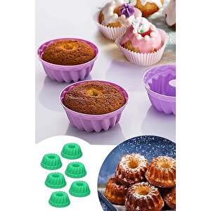 Kırmızı 12'li Silikon Mini Kek Kalıbı - Muffin Kalıbı 12 Adet Göbekli Kek Kalıbı