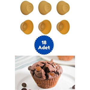 Sarı 18'li Silikon Mini Browni Kalıbı - Muffin Kalıbı 18 Adet Cupcake Kek Kalıbı