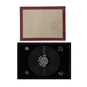 1. Sınıf Isıya Dayanıklı Hamur Pişirme Altlığı Ve Ölçülü Hamur Açma Matı 45 Cm X 65 Cm Siyah